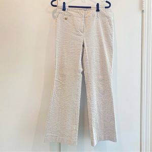 Dalia Collection Women’s Pants in White with Brown Pinstripes. Size 6P